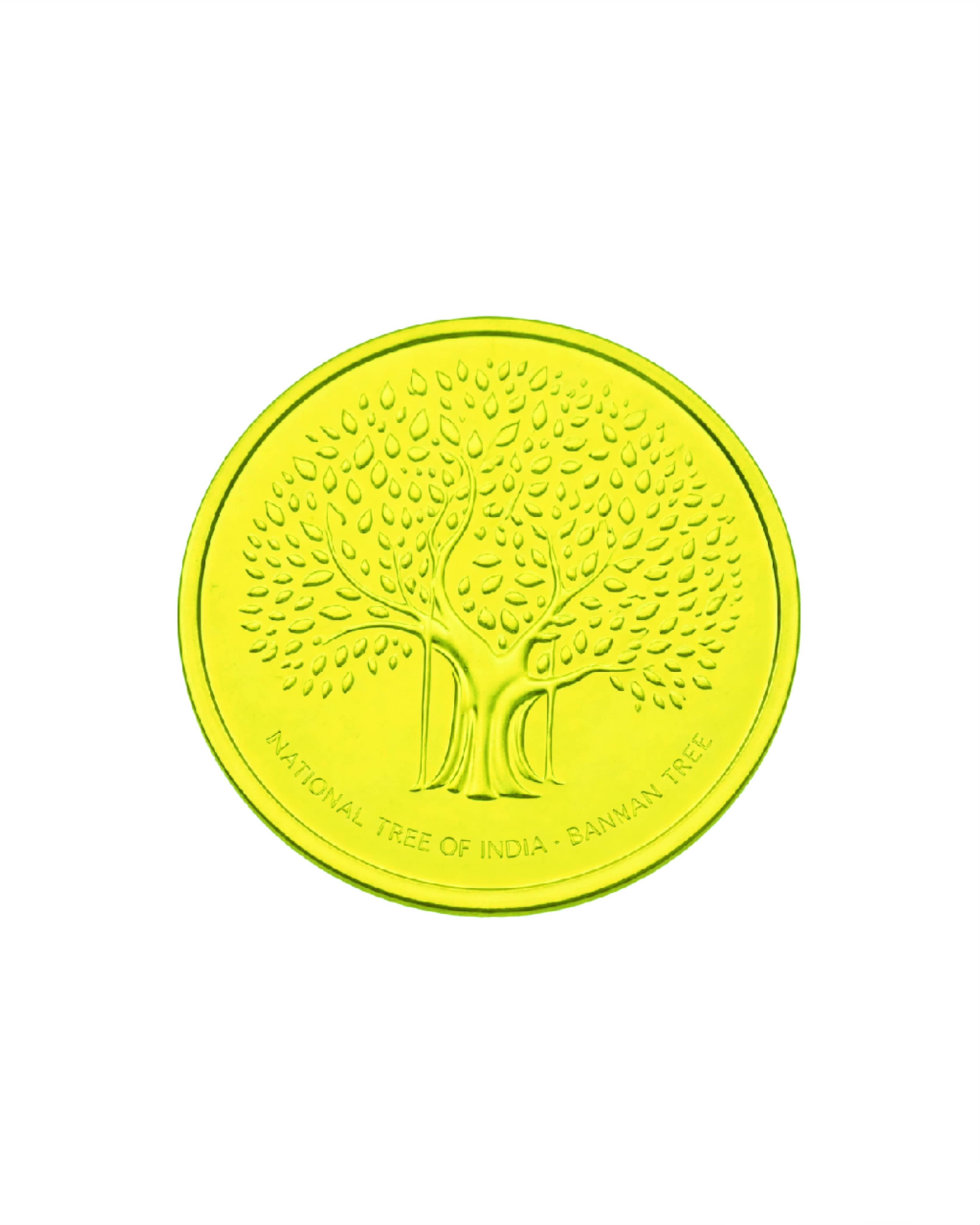 Banyan tree gold coin commemorating India's national tree
